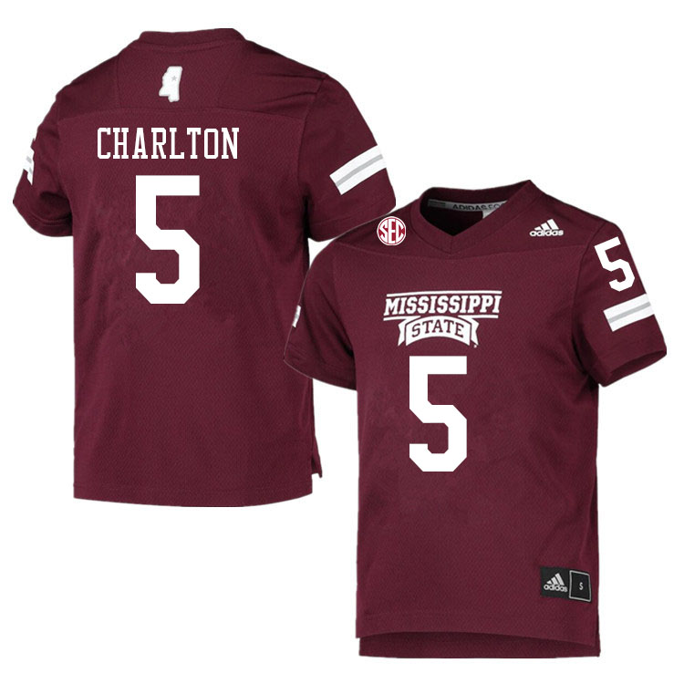 Men #5 Randy Charlton Mississippi State Bulldogs College Football Jerseys Sale-Maroon - Click Image to Close